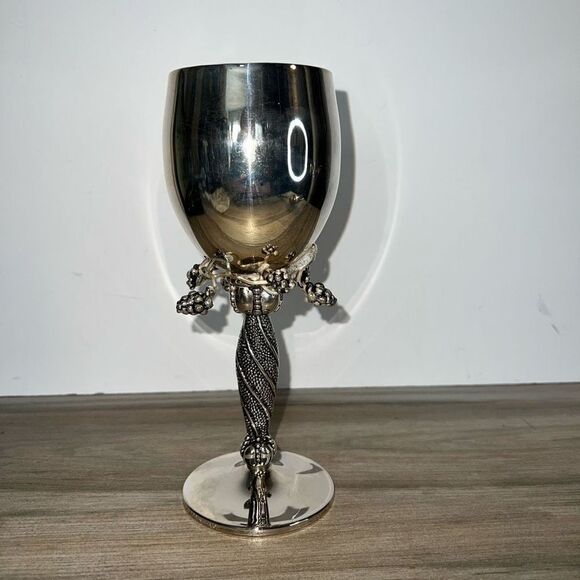 Vintage Wine Goblet Silver Plate Grape Design Spiral Stem ￼￼Renaissance Regency